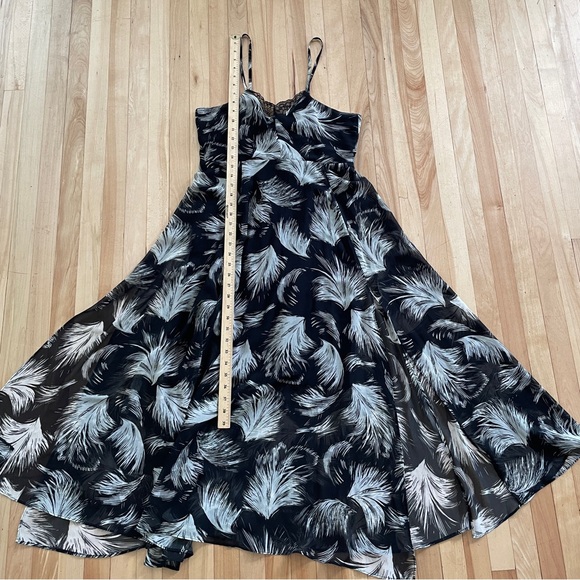 La Fée Maraboutée Black & White Feather Print Double Split Maxi Dress - Sz Eu 40 - Picture 14 of 16